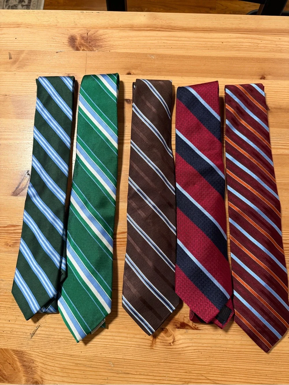 Brooks Brothers Striped Silk Ties - Green, Brown, Red, Blue, Rust